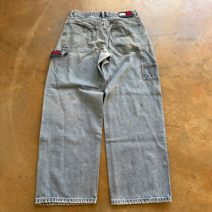Tommy Hilfiger Baggy Skater Big Flag Carpenter Light Wash Jeans 00's - 32