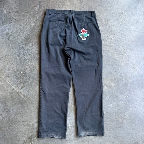 Black Chino Slacks w/ Pyro Surf Patch - 32