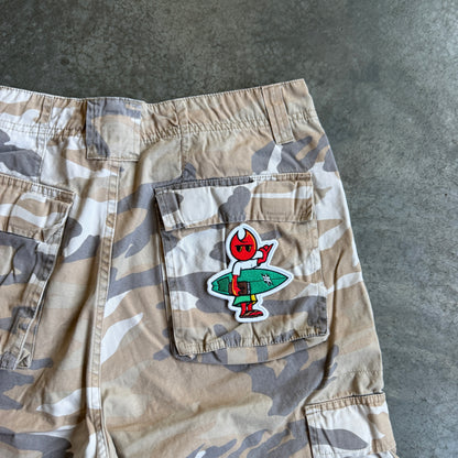 Camo Baggy Cargo Shorts w/ Pyro Surf Patch - 34