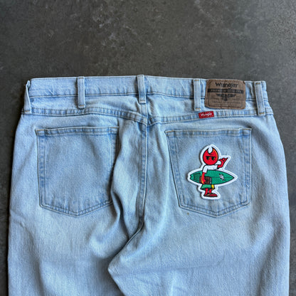 Wrangler Baggy Light Wash Jeans w/ Pyro Surf Patch - 36