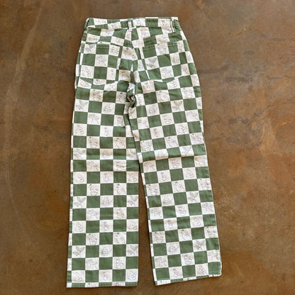 My Neighbor Totoro Studio Ghibil Anime Checkered Green Wide Leg Jeans - 7