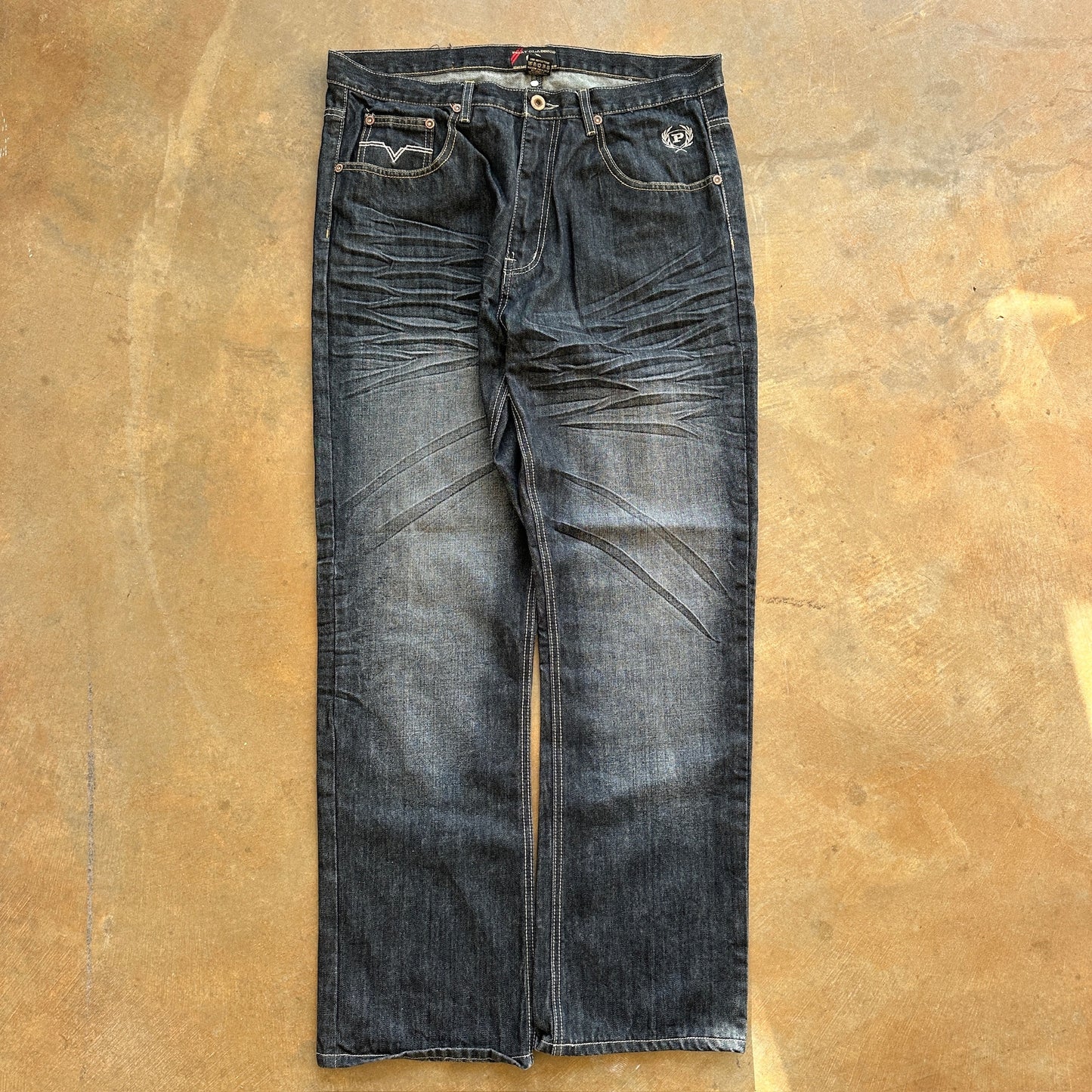 Phat Farm Classics Black Dark Wash Skater Grunge Jeans 00's - 36