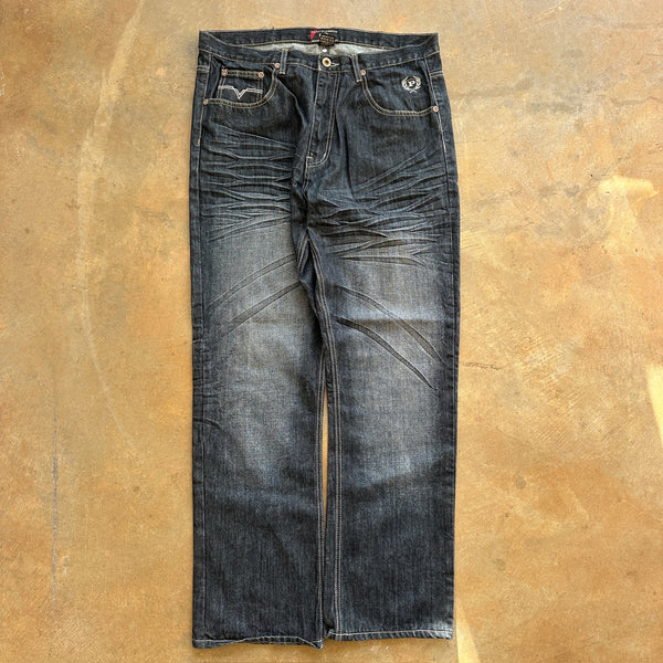 Phat Farm Classics Black Dark Wash Skater Grunge Jeans 00's - 36 hover