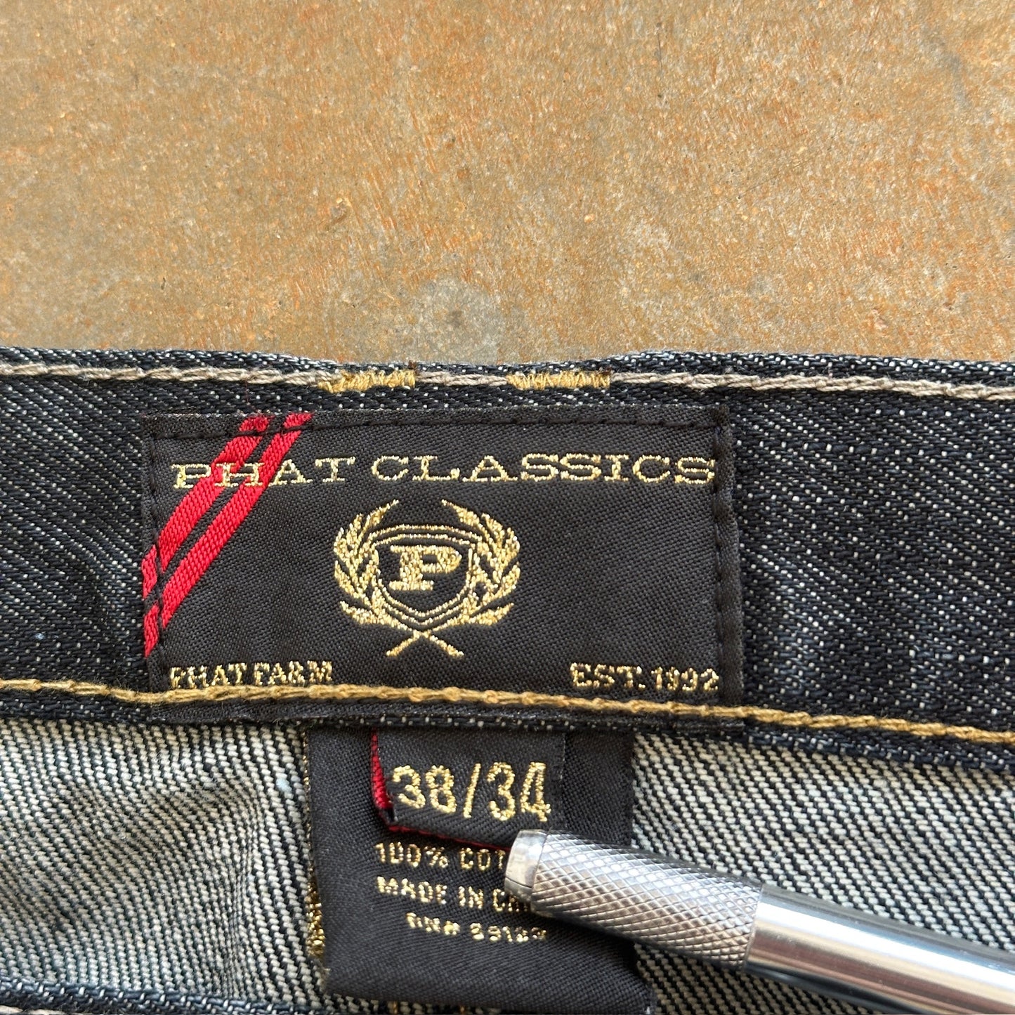 Phat Farm Classics Black Dark Wash Skater Grunge Jeans 00's - 36
