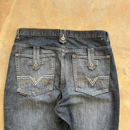 Phat Farm Classics Black Dark Wash Skater Grunge Jeans 00's - 36