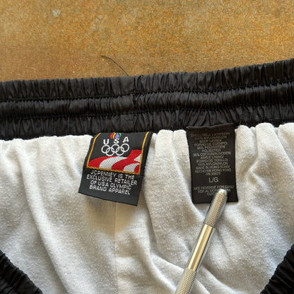 Olympics USA JC Penneys Black Baggy Windbreaker Pants 90's - L