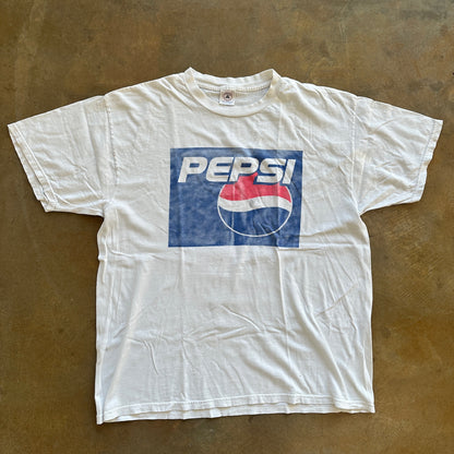 Pepsi Faded Graphic Shirt White 90's - XL