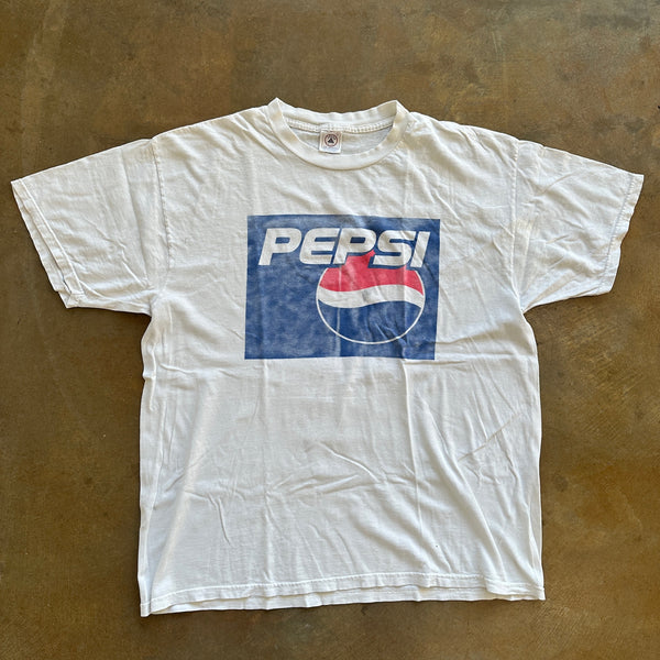 Pepsi Faded Graphic Shirt White 90's - XL