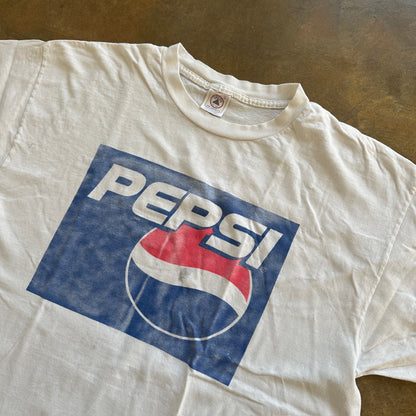 Pepsi Faded Graphic Shirt White 90's - XL