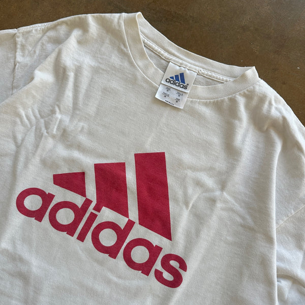 Adidas Center Logo Casual Long Sleeve Shirt USA Made White 90's - M hover