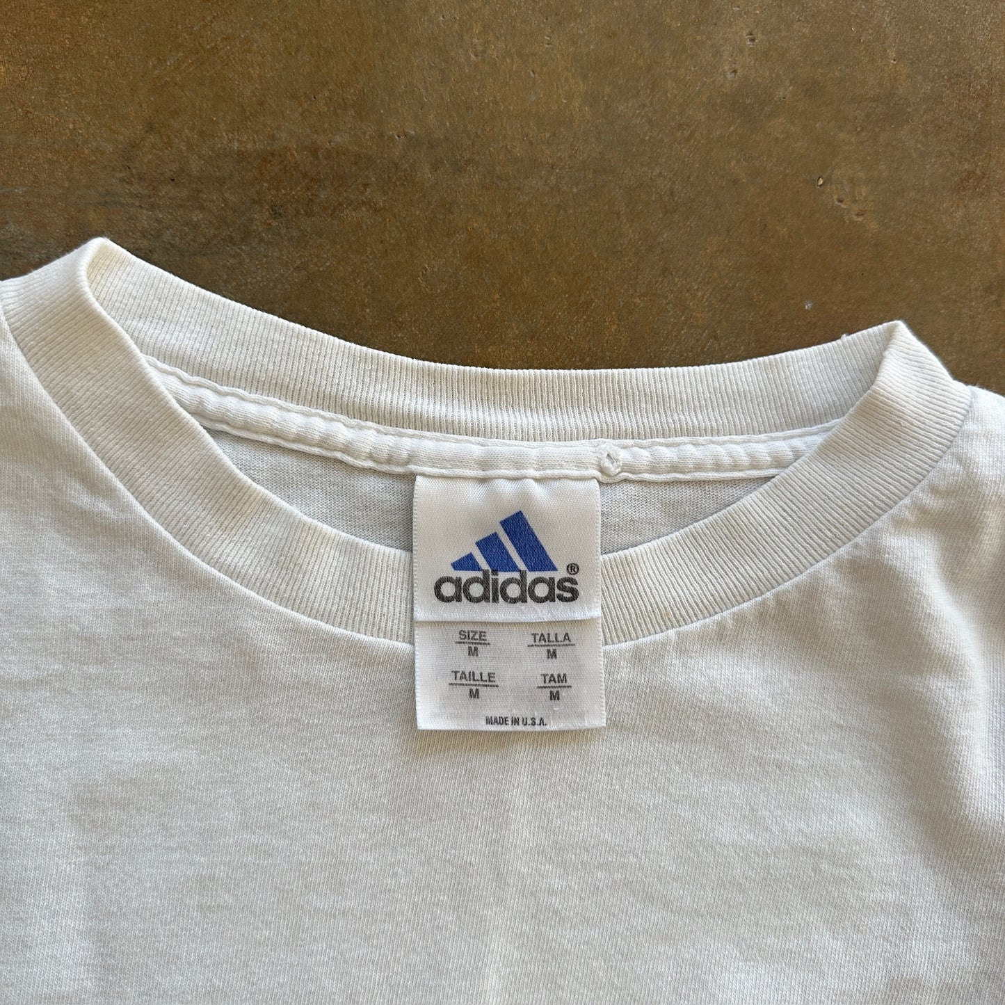 Adidas Center Logo Casual Long Sleeve Shirt USA Made White 90's - M