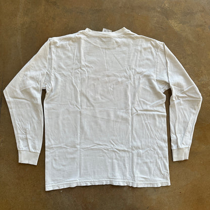 Adidas Center Logo Casual Long Sleeve Shirt USA Made White 90's - M