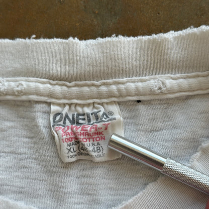 Le Sophiste Plato White Table Wine Double Sided Shirt Distressed 80's - XL