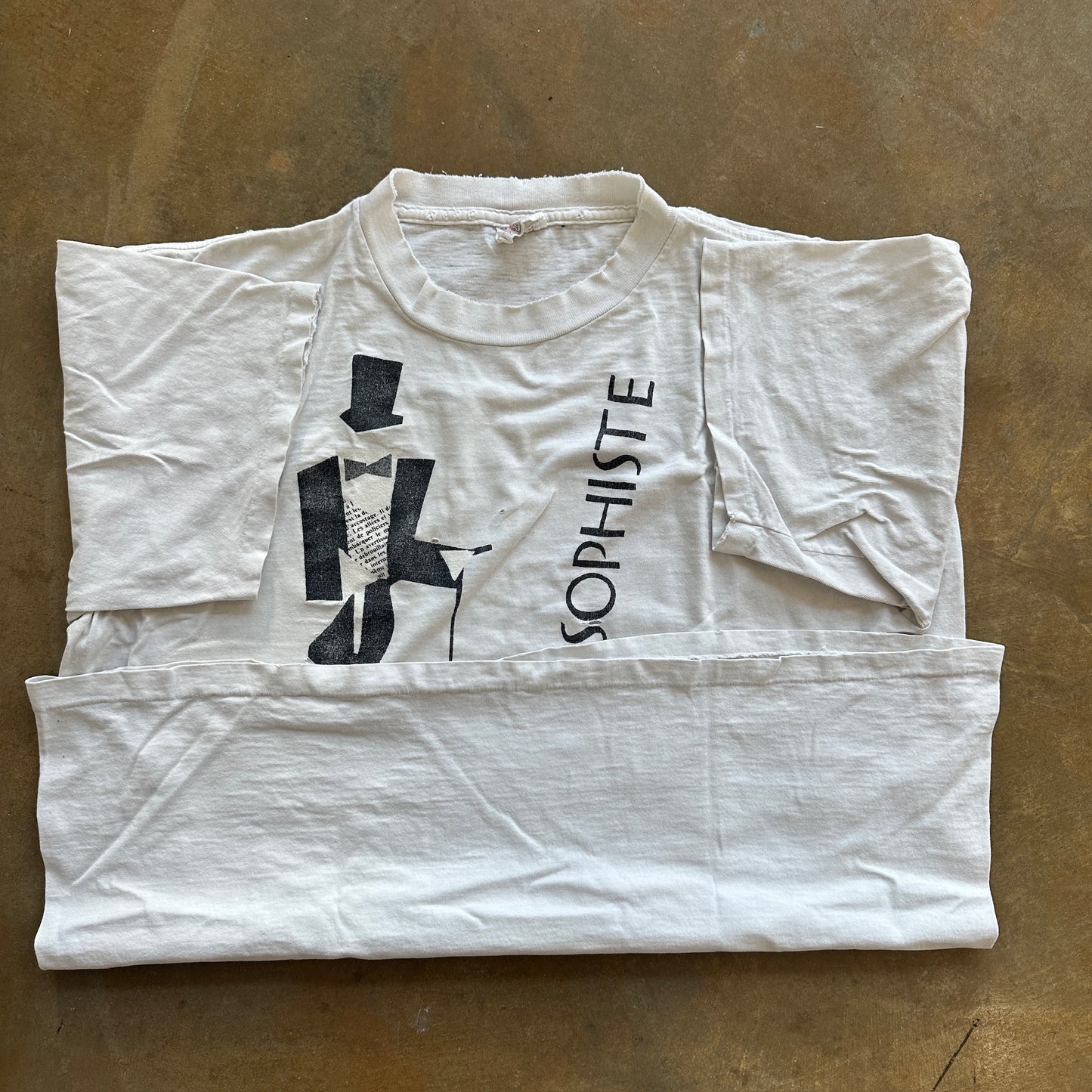 Le Sophiste Plato White Table Wine Double Sided Shirt Distressed 80's - XL