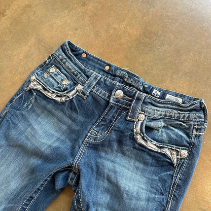 Miss Me Mid Rise Bootcut Jeans Embellished Pockets 00's - 26