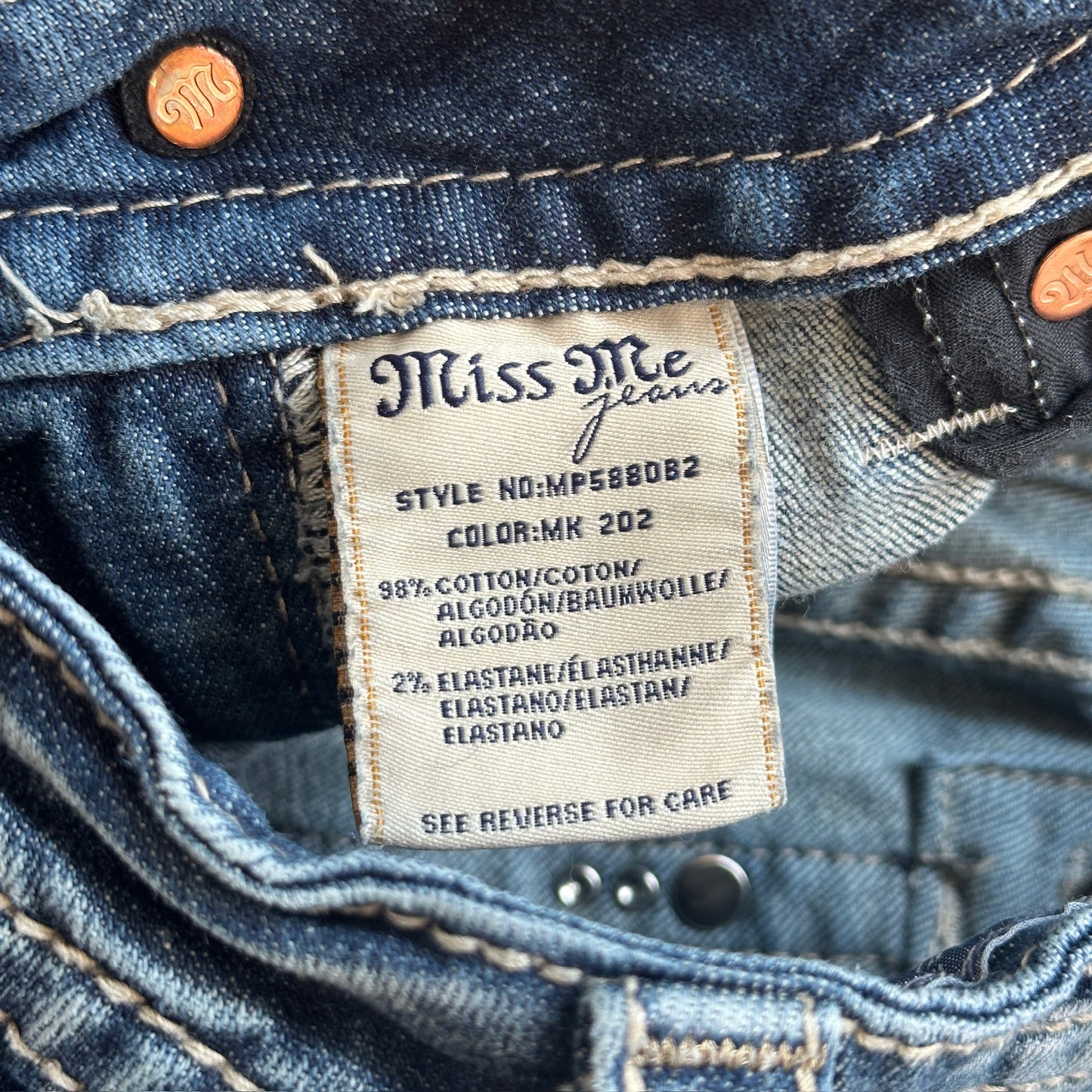 Miss Me Mid Rise Bootcut Jeans Embellished Pockets 00's - 26