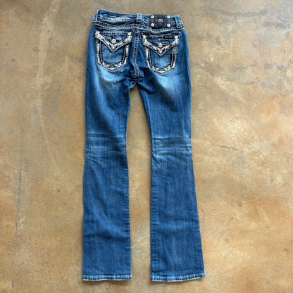 Miss Me Mid Rise Bootcut Jeans Embellished Pockets 00's - 26