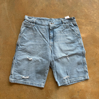Wrangler Carpenter Light Wash Baggy Jean Shorts 00's - 34