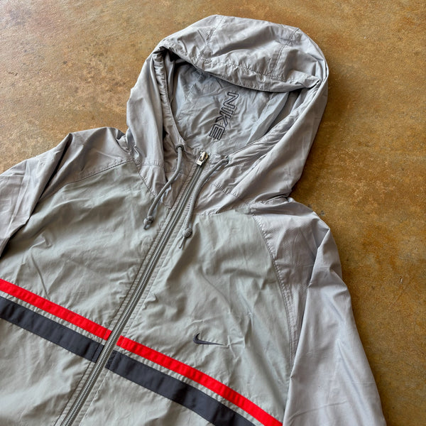 Nike Striped Gray Hooded Full Zip Jacket 00's - L hover