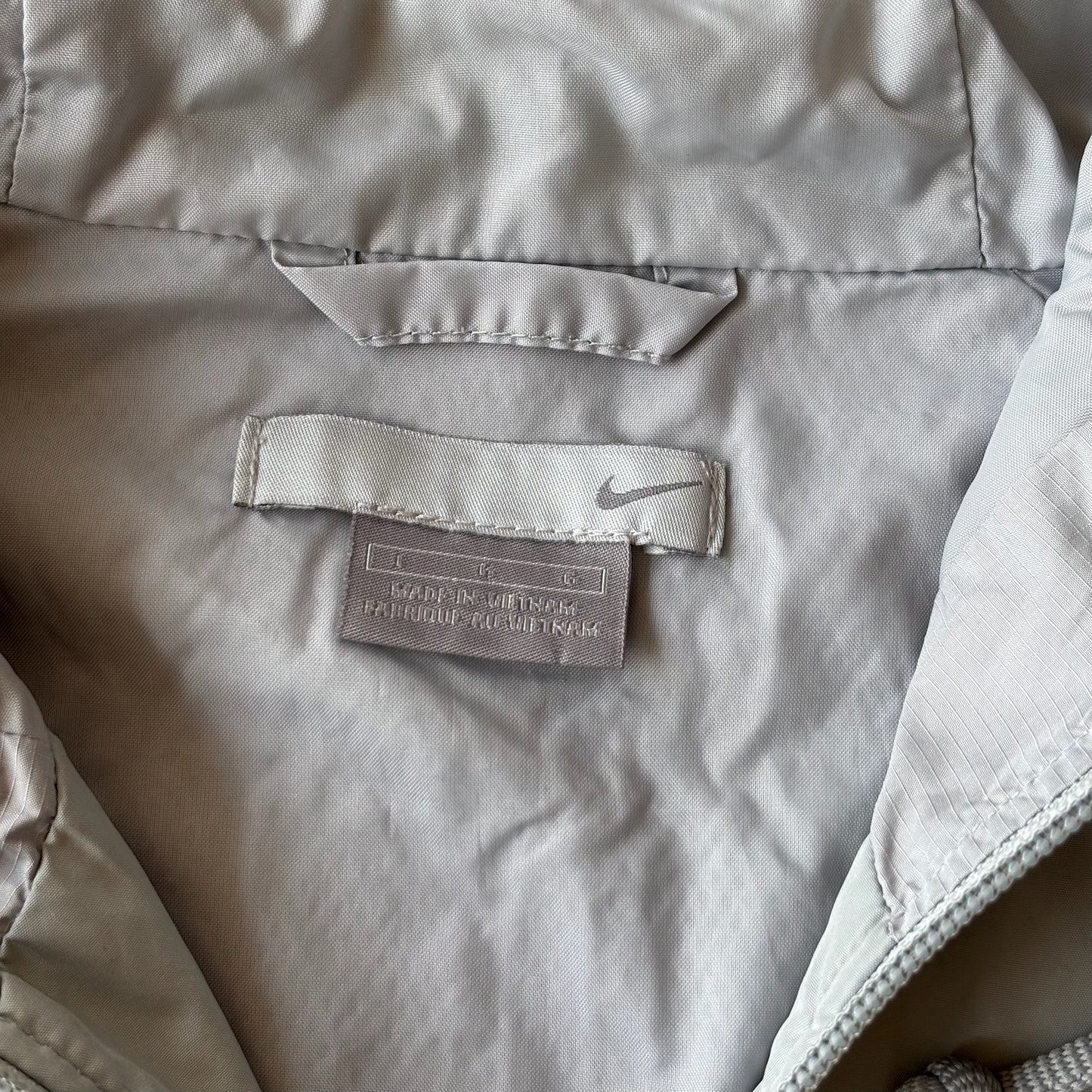 Nike Striped Gray Hooded Full Zip Jacket 00's - L