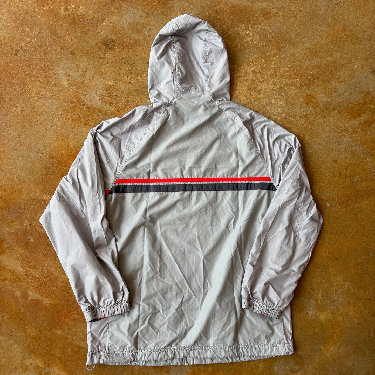 Nike Striped Gray Hooded Full Zip Jacket 00's - L