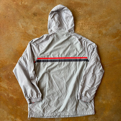Nike Striped Gray Hooded Full Zip Jacket 00's - L