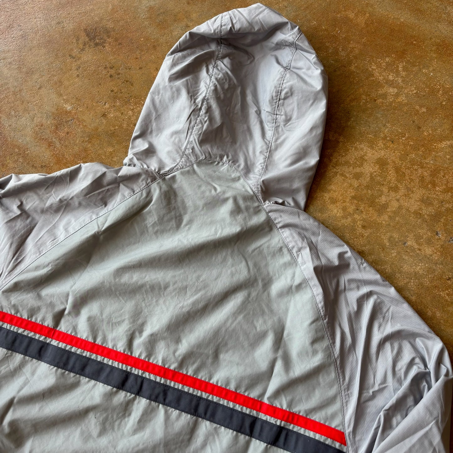Nike Striped Gray Hooded Full Zip Jacket 00's - L