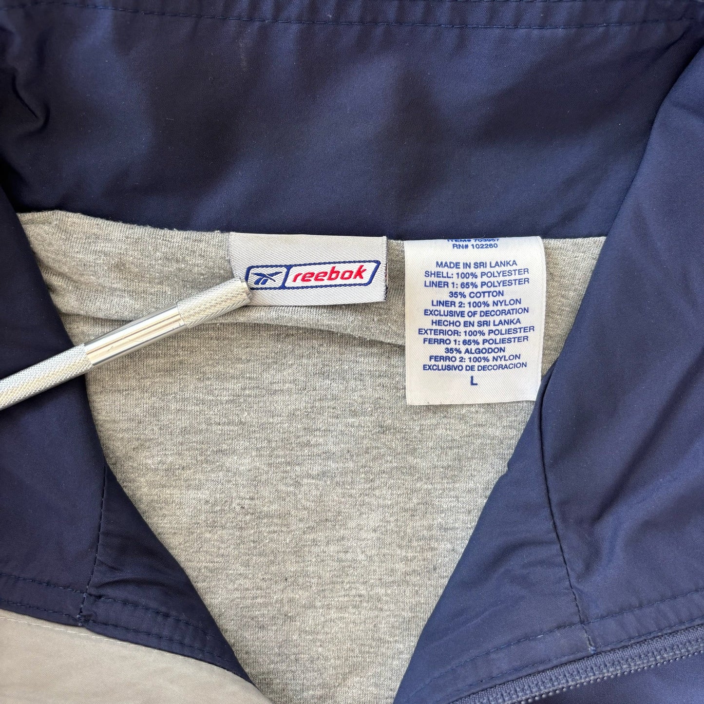 Reebok Blue Track Jacket Cotton Lined 90's - L
