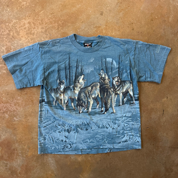 Wolf Signal Sport AOP Howling Graphic Shirt Nature 90's - M