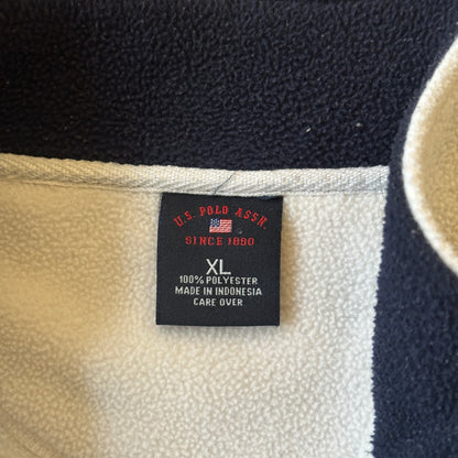 US Polo ASSN White Embroidered 1/4 Zip Sweater Oversized Pullover 90's - XL