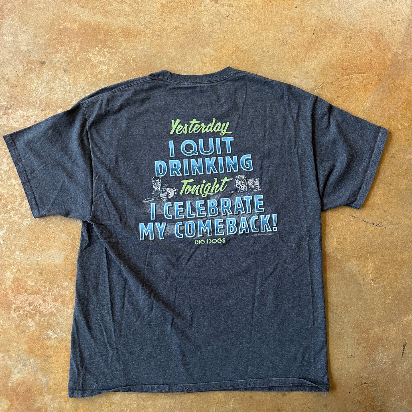 Big Dogs Double Sided Funny Beer Shirt Heather Gray - XL