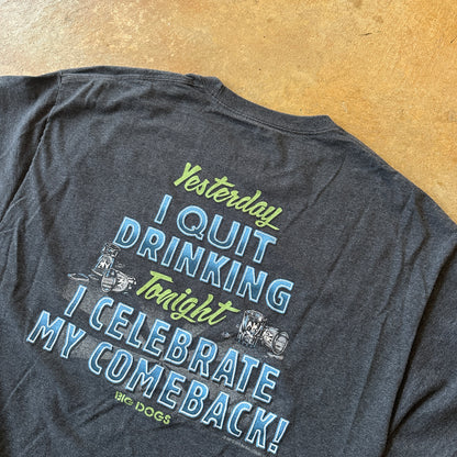 Big Dogs Double Sided Funny Beer Shirt Heather Gray - XL