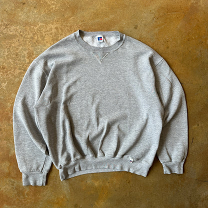 Russell Athletic Crewneck Sweatshirt Blank Gray Pullover 90's - XLT
