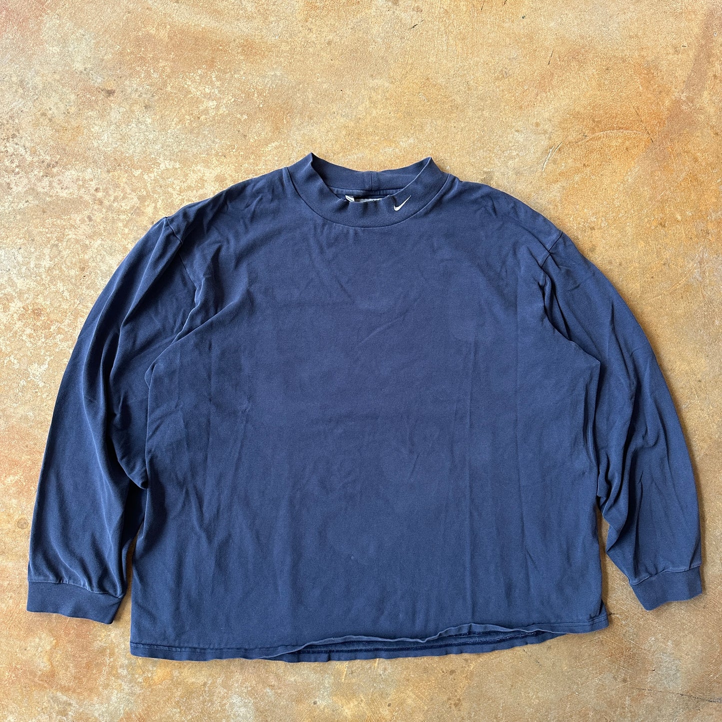 Nike Turtleneck Long Sleeve Oversized Navy Blue Shirt Y2K 00's - 2XL