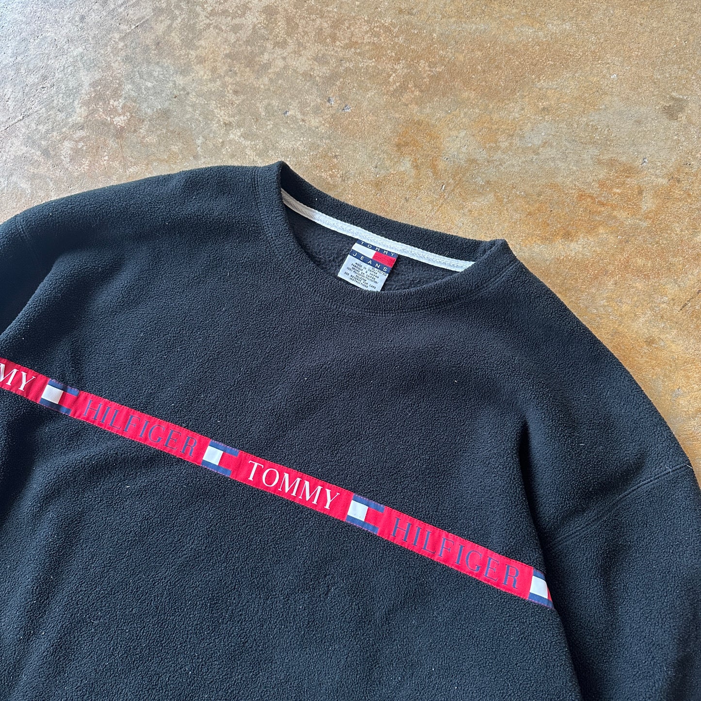 Tommy Hilfiger Spellout Graphic Fleece Sweater Pullover 90's - XL