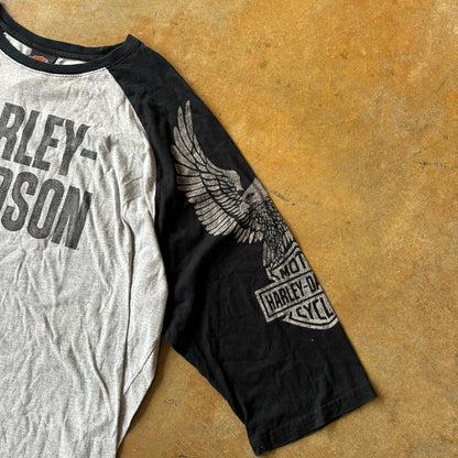 Harley Davidson Raglan Sleeve Spellout Shirt Sleeve Hits 00's - 2XL