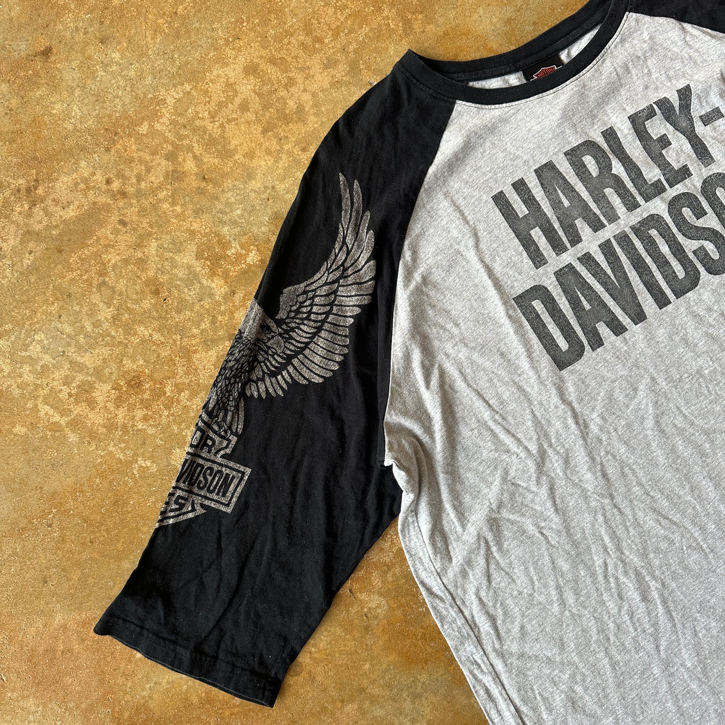 Harley Davidson Raglan Sleeve Spellout Shirt Sleeve Hits 00's - 2XL