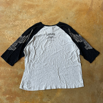 Harley Davidson Raglan Sleeve Spellout Shirt Sleeve Hits 00's - 2XL