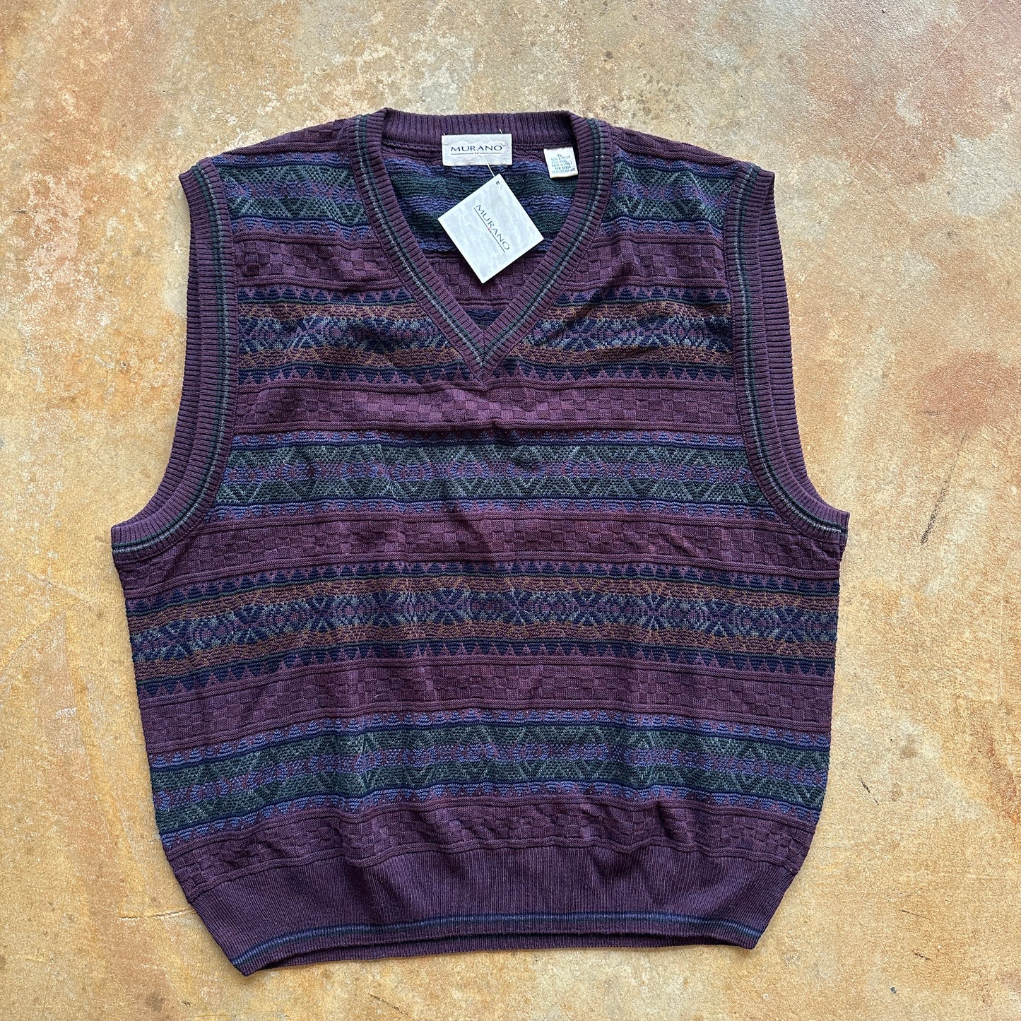 Murano Aztec Wool Blend Colorful Abstract Sweater Vest 90's - XL