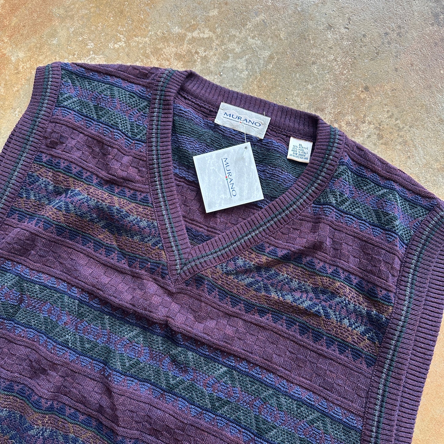 Murano Aztec Wool Blend Colorful Abstract Sweater Vest 90's - XL