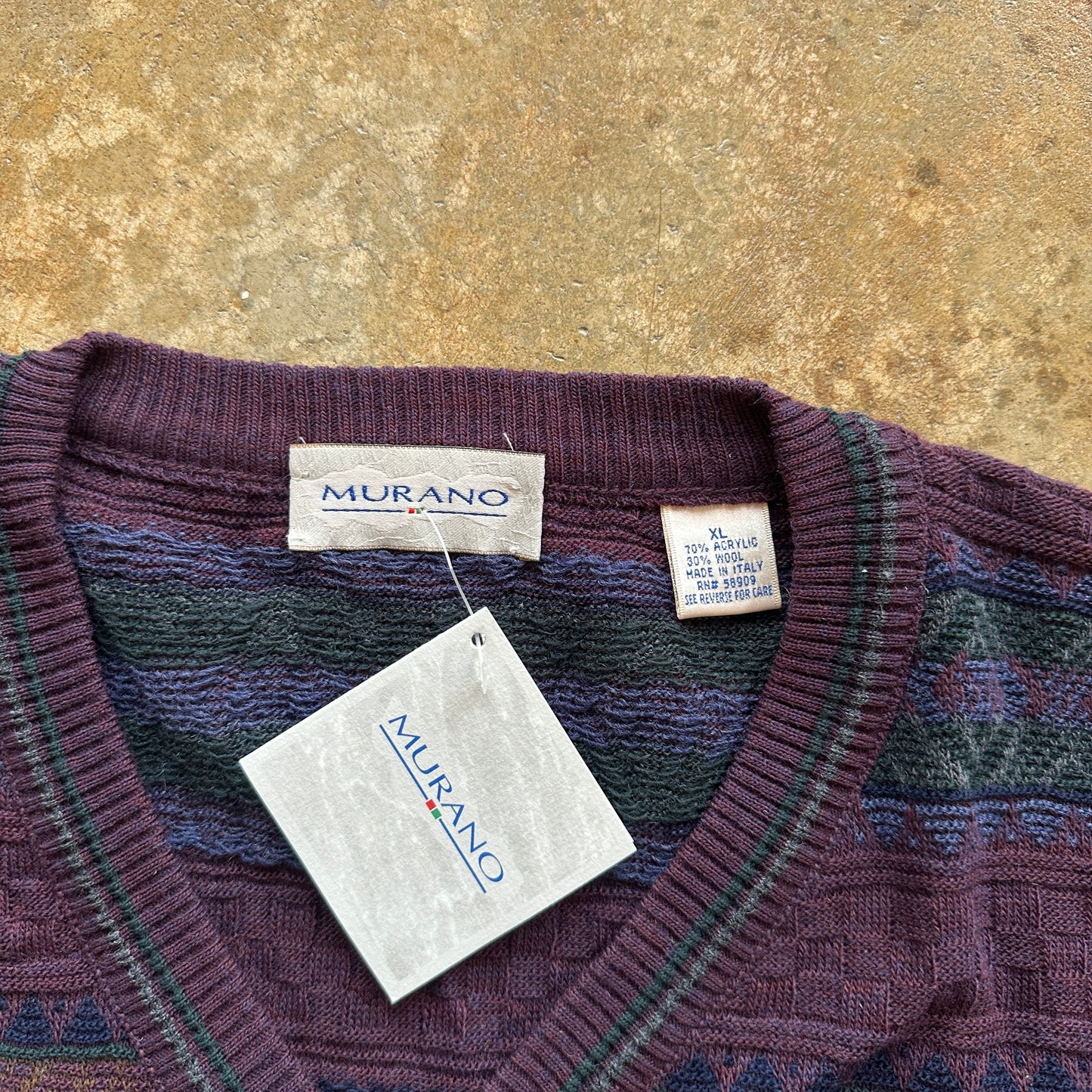 Murano Aztec Wool Blend Colorful Abstract Sweater Vest 90's - XL