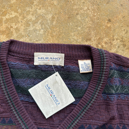 Murano Aztec Wool Blend Colorful Abstract Sweater Vest 90's - XL