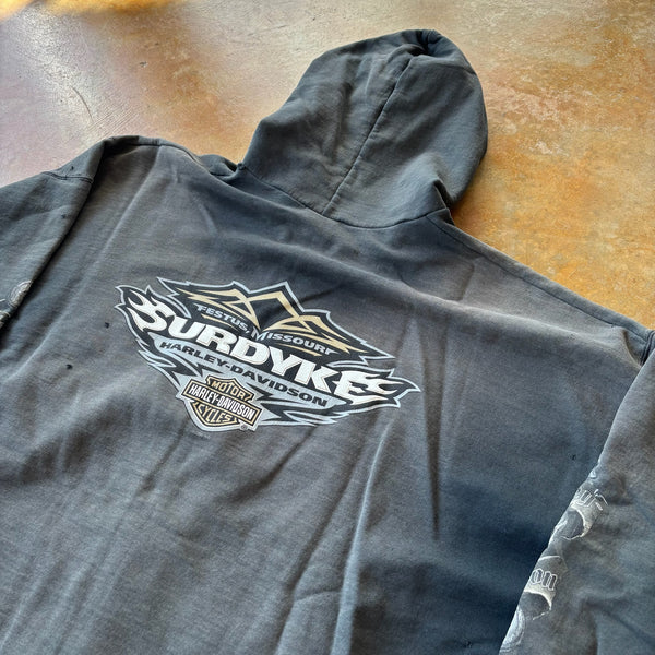 Harley Davidson Surdyke Distressed Grunge Hooded Jacket 00's - 2XL hover