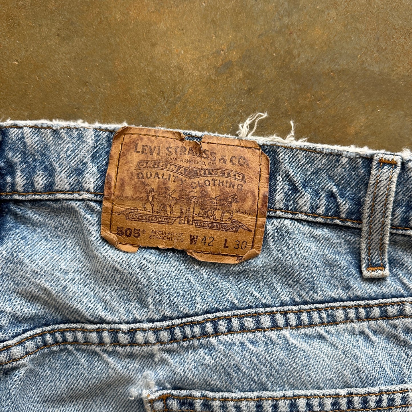 Levis 505 Straight Leg Baggy Jeans Light Wash Skater 90's - 38