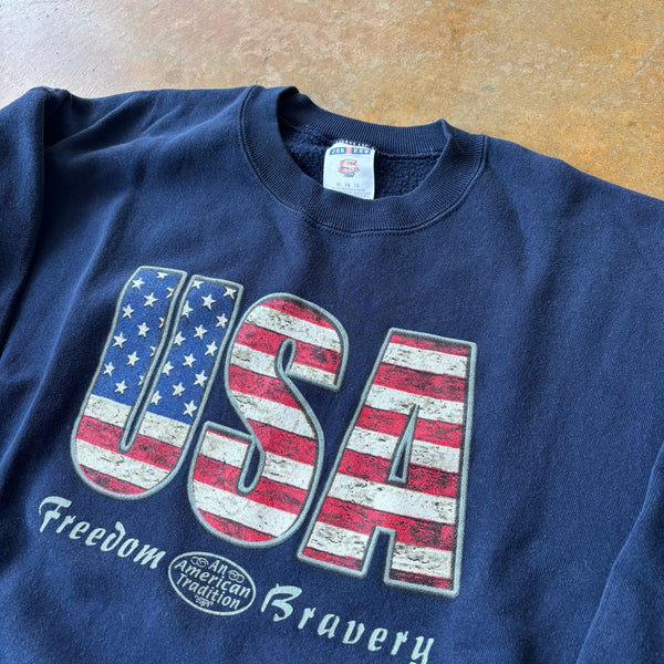 USA Freedom Bravery Graphic Jerzees Sweatshirt Crewneck 00's - XL hover