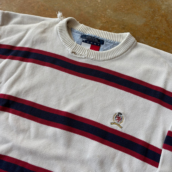 Tommy Hilfiger Thrashed Knitted Striped Crewneck Sweater 90's - XL hover