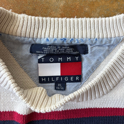 Tommy Hilfiger Thrashed Knitted Striped Crewneck Sweater 90's - XL