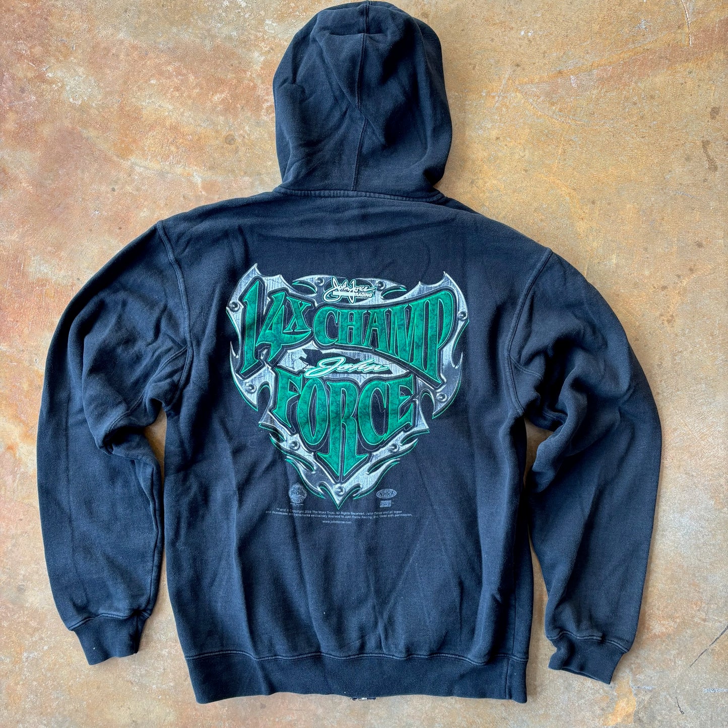 John Force NHRA Racing Full Zip 14x Champion Graphic Jacket 00's - M
