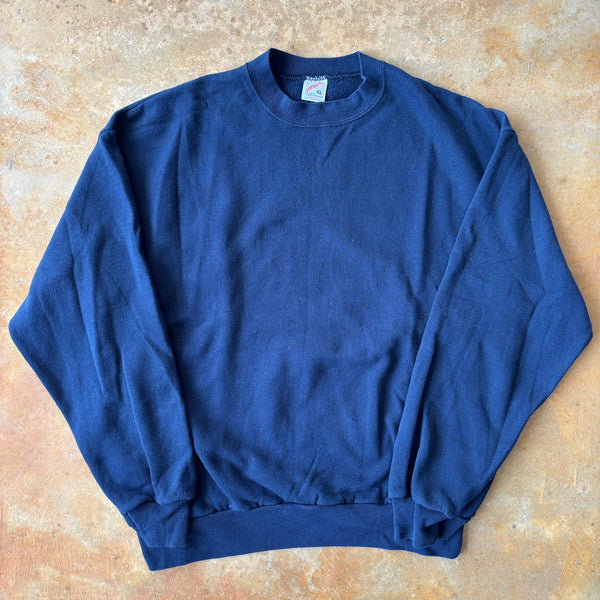 Jerzees Blank Sweatshirt Crewneck Navy Blue 90's - XL