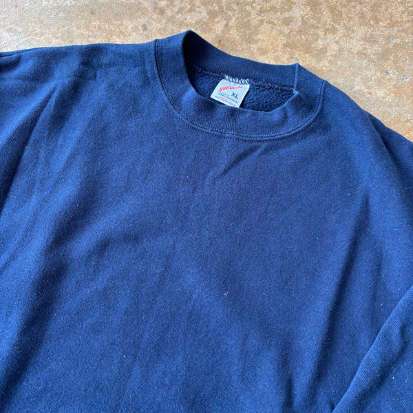 Jerzees Blank Sweatshirt Crewneck Navy Blue 90's - XL hover
